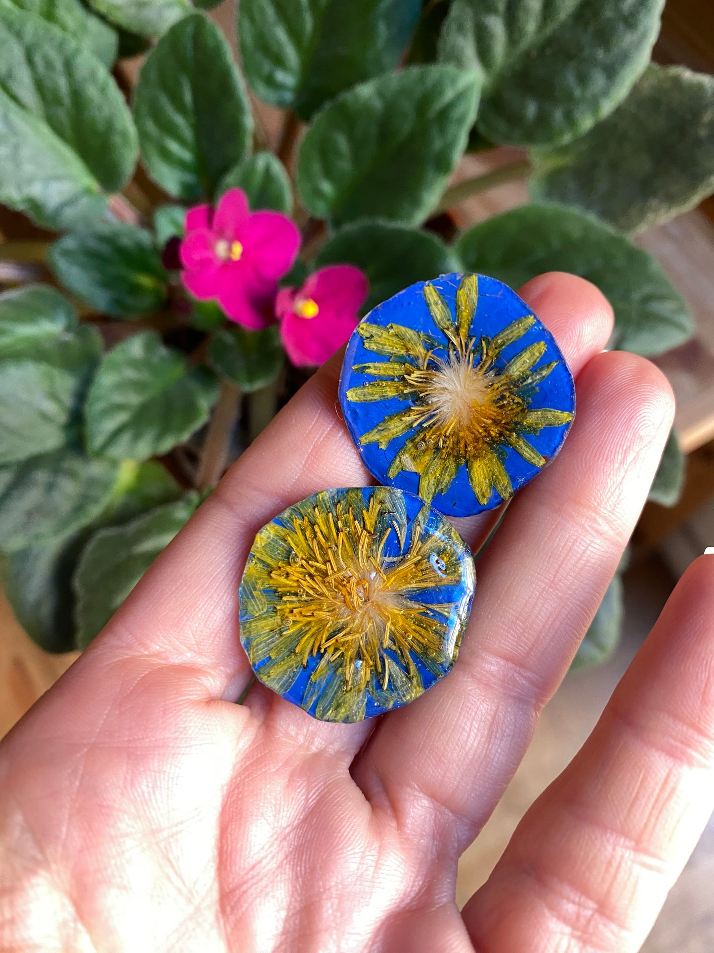 Dandelion flower earrings