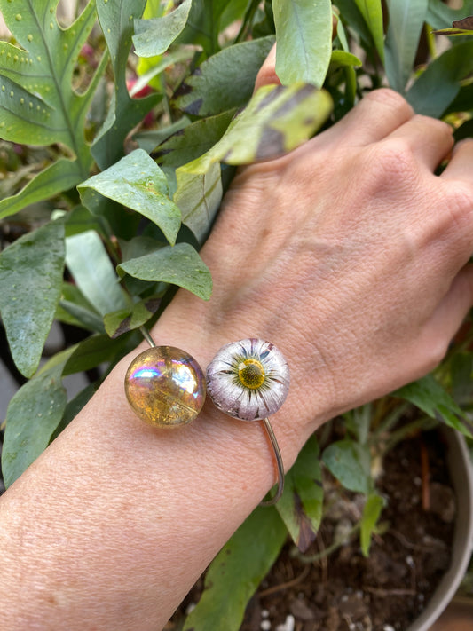 Pulsera margarita y cristal