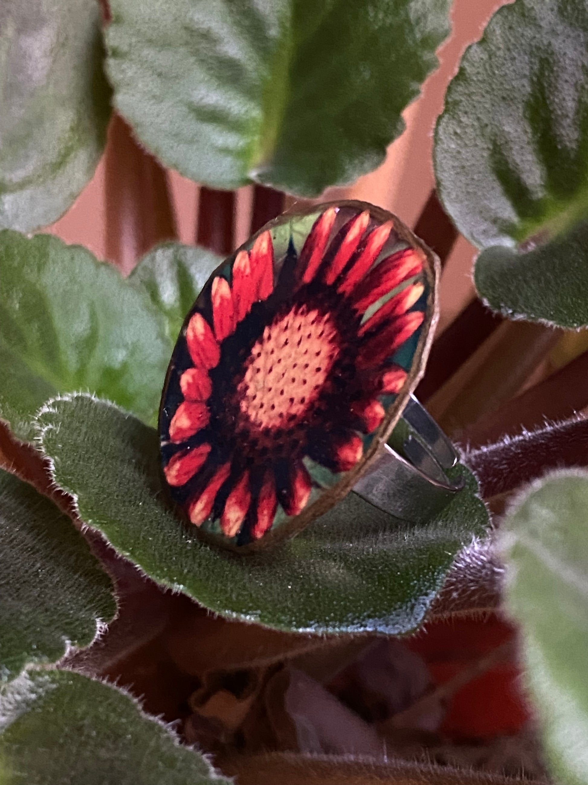 Anillo ajustable de flor 
