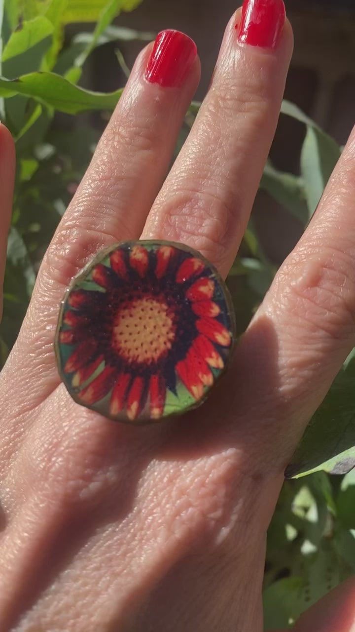 Anillo fotografia de una flor 
